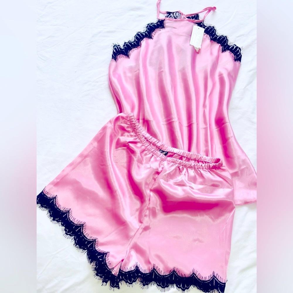 Midnight coco night suit Pink and black,2pcs set